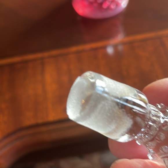 Fenton Cranberry opalescent hobnail oil cruet - Picture 7 of 13